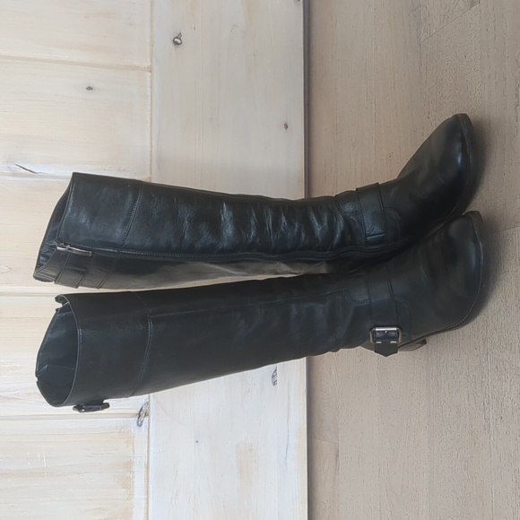 Paul Green Black Leather Knee High Boots 7.5 - Picture 4 of 10